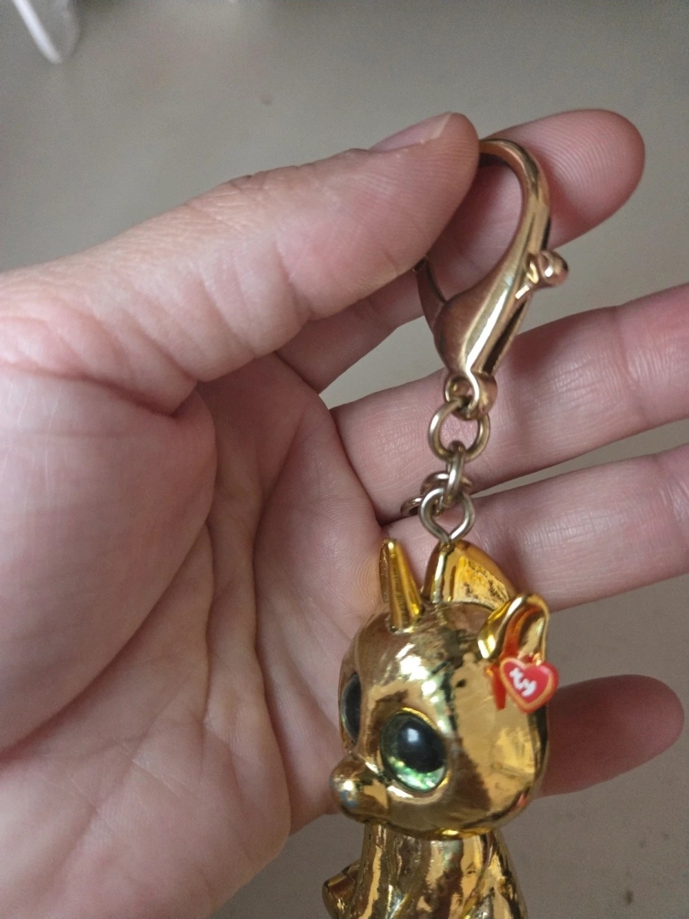 Gold Unicorn Ty Beanie Keychain - Picture 6 of 7
